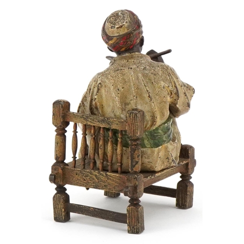 7 - An early 20th century Austrian cold painted bronze of a seated Arabic gentleman  by Franz Bergmann, ... 