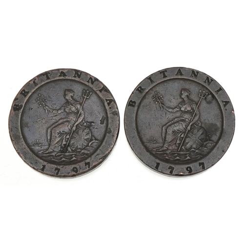 1267 - Two George III 1797 Cartwheel two pence pieces.