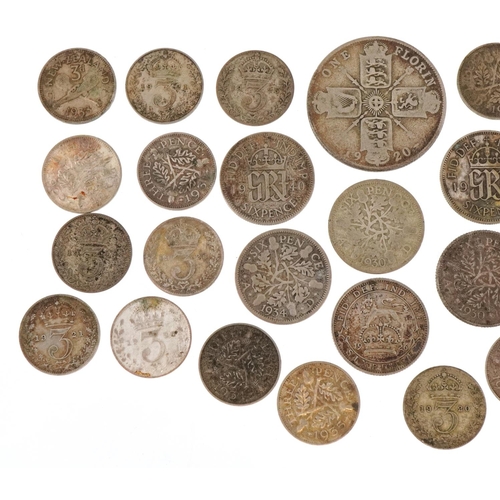 1271 - Pre 1947 silver coins comprising florin, sixpences and threepences.