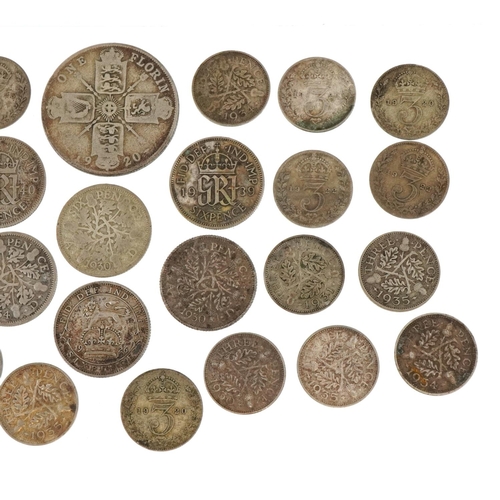 1271 - Pre 1947 silver coins comprising florin, sixpences and threepences.