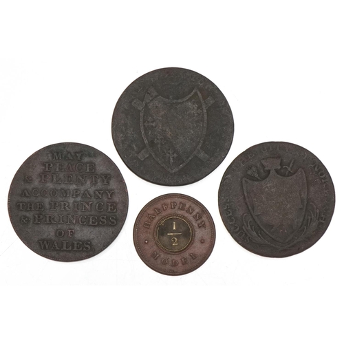 1269 - Three 18th century Norfolk copper tokens to include 'May Peace & Plenty Accompany the Prince & Princ... 