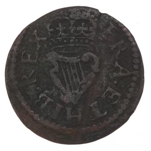 1276 - A 1616-1623 James I copper farthing, 16mm in diameter.