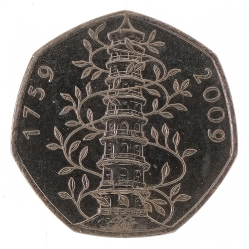 1277 - A 2009 Kew Gardens fifty pence piece.