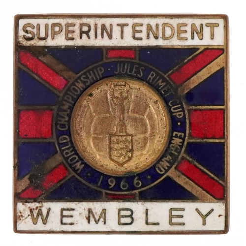 1404 - A 1966 FIFA World Cup enamel Wembley Stadium Superintendent badge marked World Championship Jules Ri... 