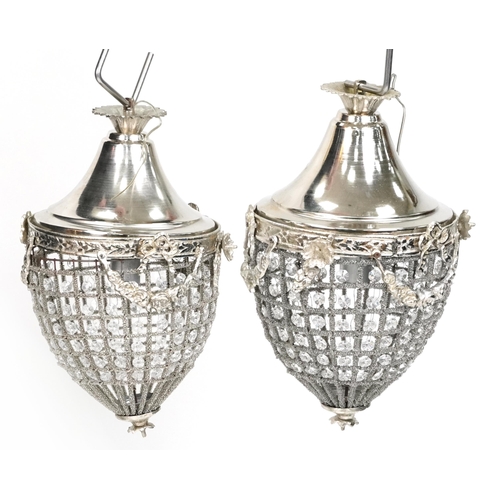 2164 - A pair of modern chromium plated ceiling lights, H-44cm.