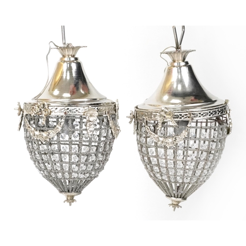 2164 - A pair of modern chromium plated ceiling lights, H-44cm.