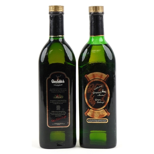 503 - Two bottles of Glenfiddich Pure Malt Scotch whisky.