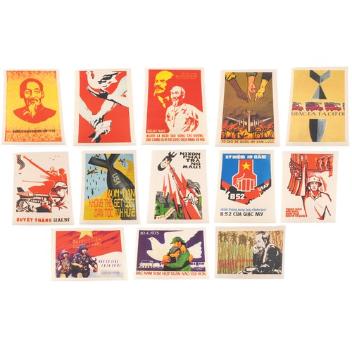 A collection of Vietnam War propaganda posters, circa 1979, from the Thang Long Gallery, various themes, unframed each 76cm x 57cm.