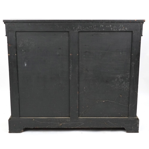  A mid Victorian ebonised and satinwood crossbanded two door pier cabinet with gilt metal mounts, the... 