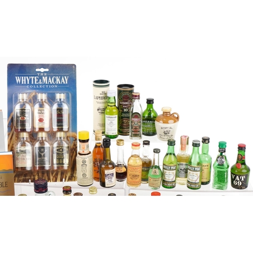 499 - A collection of alcohol miniatures and alcohol related ephemera including Jamieson, 10 Year Old Laph... 