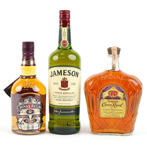 509 - Three bottles of whisky comprising a one litre Jameson Irish whisky, a Chivas Regal 12 Years blended... 