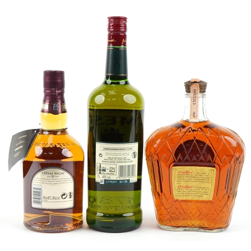 509 - Three bottles of whisky comprising a one litre Jameson Irish whisky, a Chivas Regal 12 Years blended... 