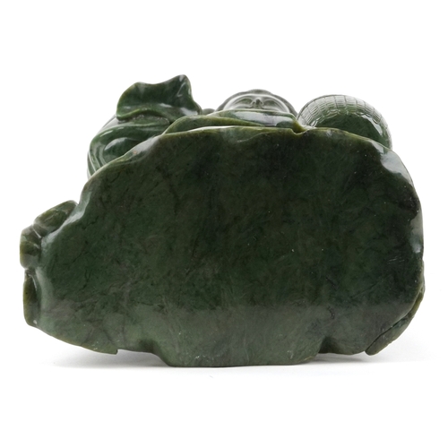 221 - A large Chinese spinach green jade figure of an immortal, 20th century, H-62cm.