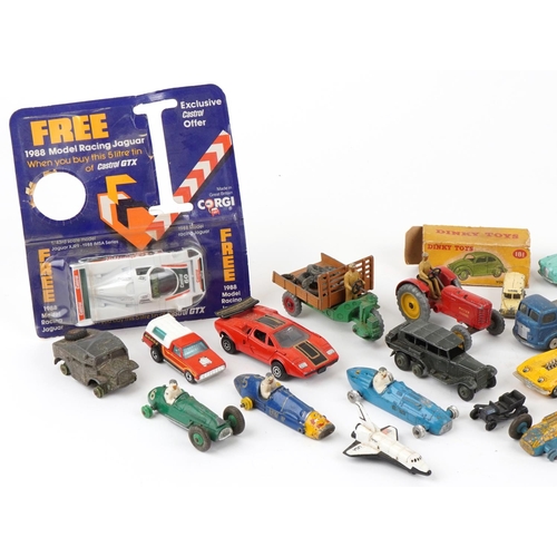 1025 - A collection of vintage diecast vehicles including Dinky Toys Armoured car, Corgi Toys Chevrolet Cor... 