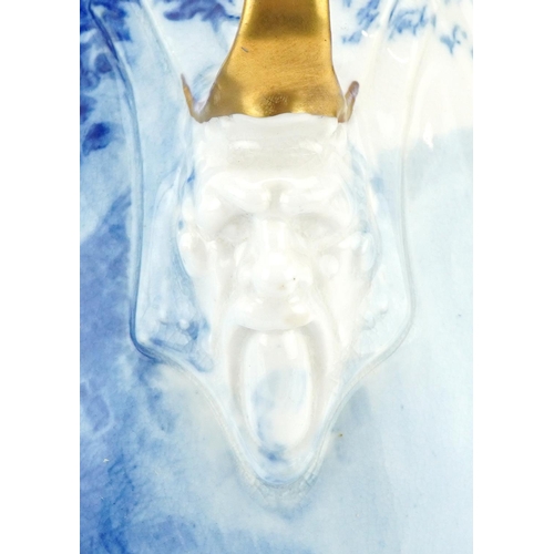 99 - A pair of Royal Doulton Blue Children series ware vases with twin grotesque mask handles, 29.5cm hig... 