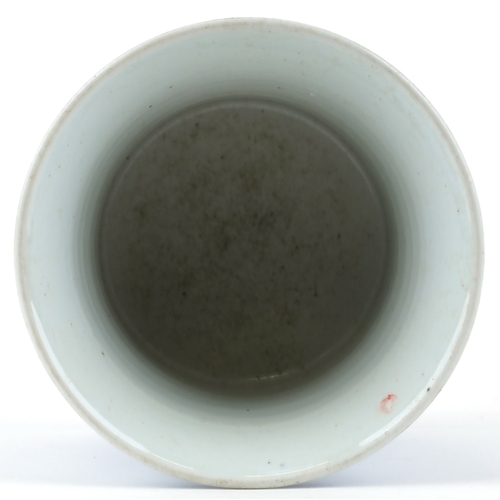 166 - A Chinese blue and white porcelain vase hand painted with a river landscape, 17cm high x 18cm in dia... 