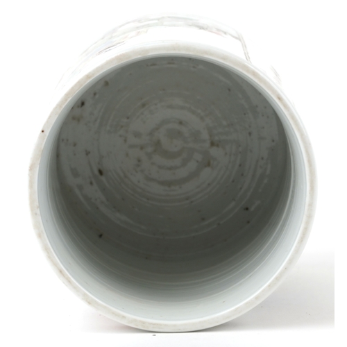 138 - A Chinese porcelain vase hand painted in the famille verte palette with inscriptions and panels of a... 