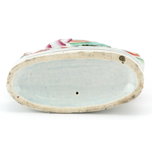 175 - A Victorian Staffordshire pottery flatback of a couple on a boat, 23cm high.