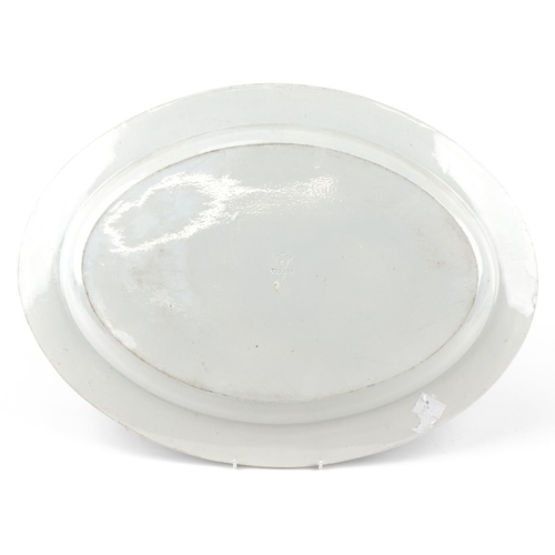 238 - A late 18th century Turner blue and white transfer printed Staffordshire pottery oval platter, 52cm ... 