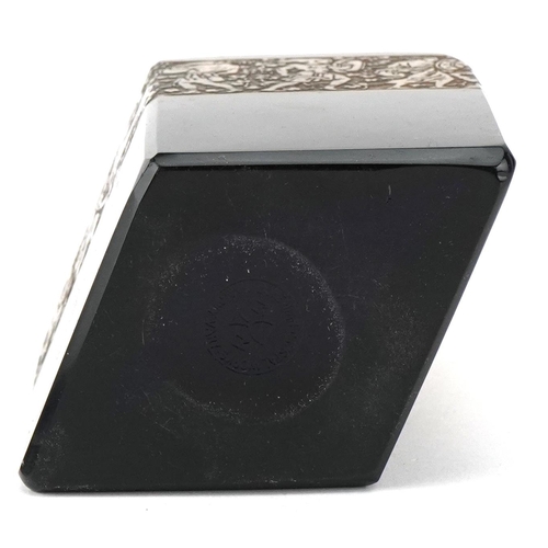 157A - A Moser Bohemian amethyst glass perfume bottle with gilded surround frieze, stamped Karlovey Vary to... 