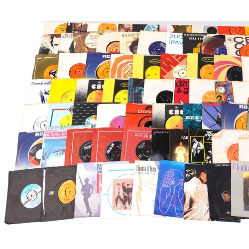 Vinyl LP records and 45rpm records including David Bowie, UB40, Jacky ...