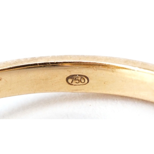 3031 - An 18ct gold sapphire and clear stone three tier cluster ring, size M, 4.4g.