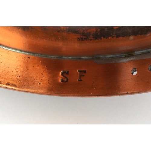 6 - Sam Fanaroff, an Arts and Crafts style abstract copper bowl, initialled SF to the base, 29.5cm in di... 