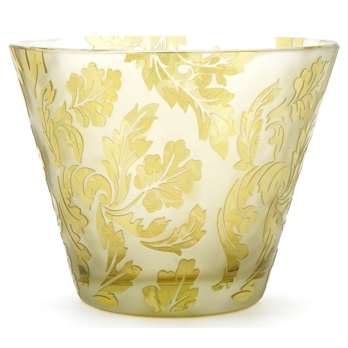 16 - An acid etched amber coloured glass vase, 14cm high.