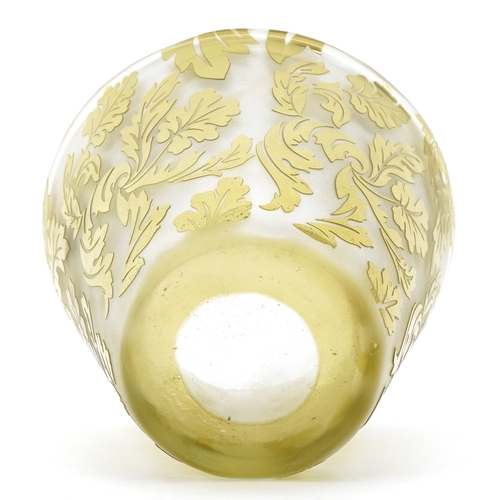 16 - An acid etched amber coloured glass vase, 14cm high.