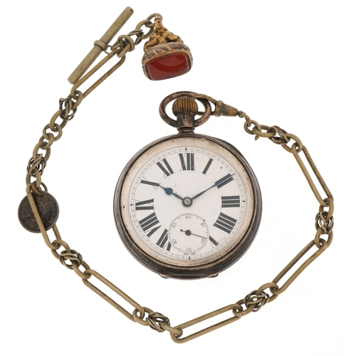 A George V silver gentlemen's open face top wind pocket watch having ...