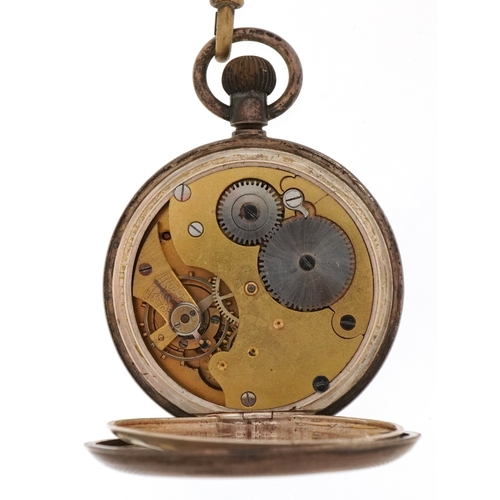 A George V silver gentlemen's open face top wind pocket watch having ...