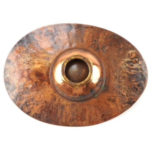 5 - Sam Fanaroff, an Arts & Crafts style abstract copper and brass centre bowl set with a black cabochon... 