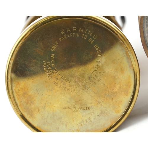 26 - Two vintage copper and brass miner's lamps by E Thomas & Williams and Aberman Colliery, the largest ... 