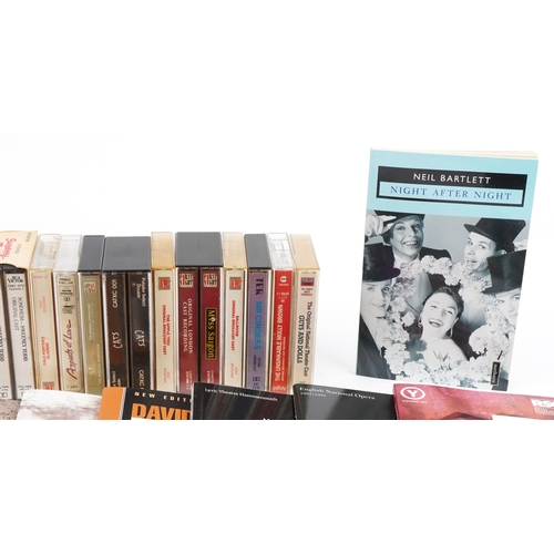 1513 - A large collection of vintage and later theatre cassettes and playwright script books including Cats... 