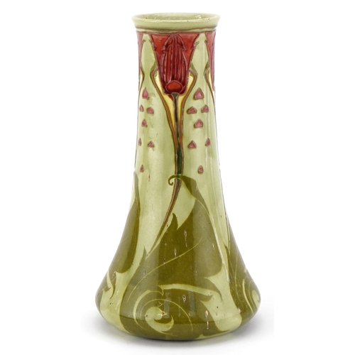 A Minton Secessionist hand painted vase, impressed marks to the base, 26cm high.