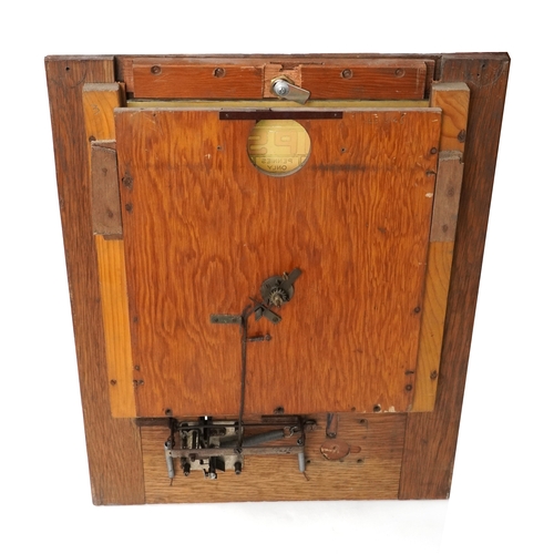 139 - An early 20th century 'Gipsy' oak framed wall mounted Penny amusement arcade game, 62cm H x 52cm W x... 