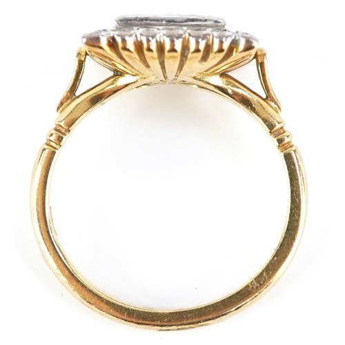 3002 - An Art Deco style 18ct gold diamond square cluster ring, total diamond weight approximately 2.0 cara... 
