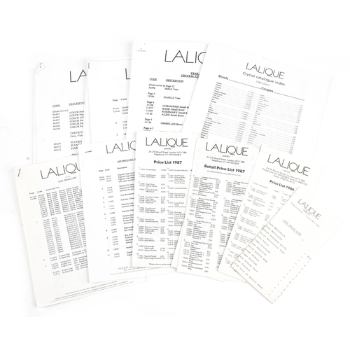 1511 - A good collection of Lalique catalogues and price lists, various dates.