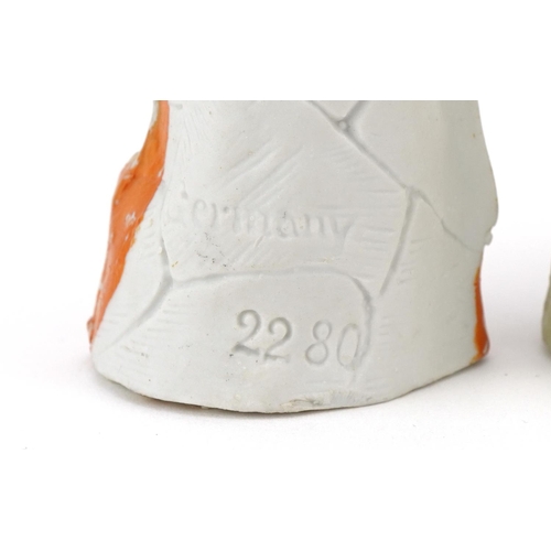 2498 - Various Victorian bisque figures of cricketers including a boy and girl couple, the largest 24cm hig... 