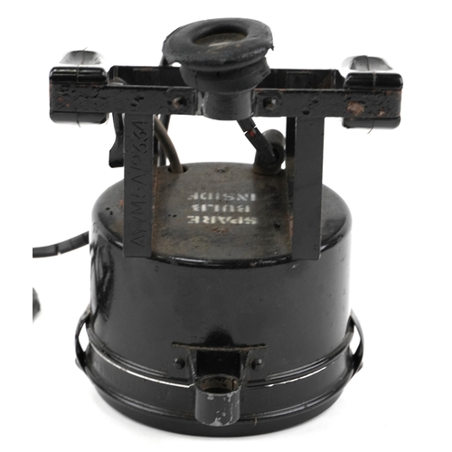 1258 - An early 20th century A M 'type B' signalling lamp, bearing reference number 5A/2334, within a stain... 