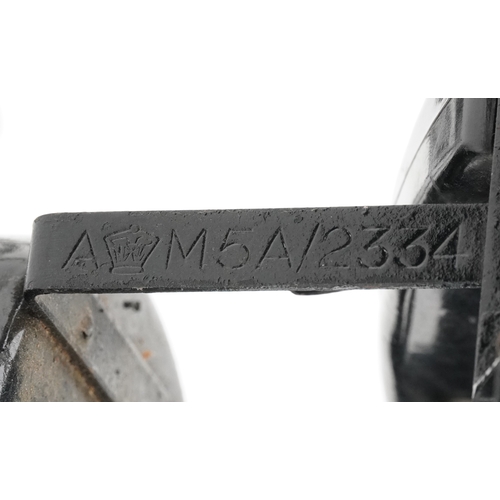 1258 - An early 20th century A M 'type B' signalling lamp, bearing reference number 5A/2334, within a stain... 