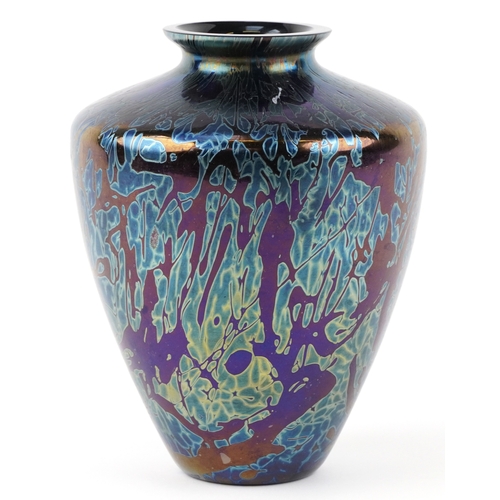 69 - A Royal Brierley iridescent art glass vase, 22cm high.