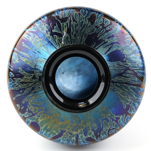 69 - A Royal Brierley iridescent art glass vase, 22cm high.