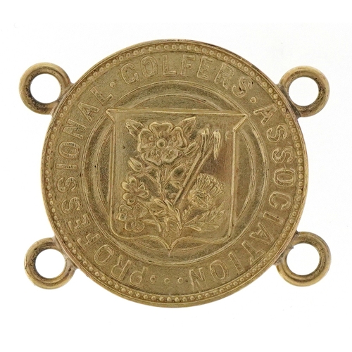 Golfing interest 9ct gold jewel for The Professional Golfers Association, engraved Ryder Cup Match 1933, A H Padgham, 2.2cm in diameter, 6.4g.