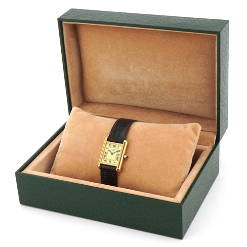 3018 - Cartier, a ladies silver gilt Must de Cartier quartz wristwatch, the case numbered 366001 32438, 20m... 