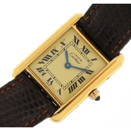 3018 - Cartier, a ladies silver gilt Must de Cartier quartz wristwatch, the case numbered 366001 32438, 20m... 