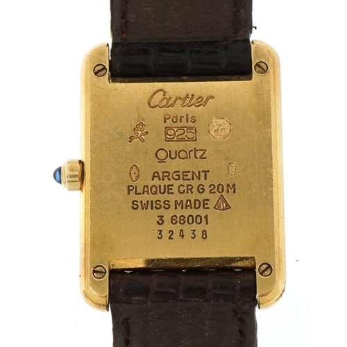 3018 - Cartier, a ladies silver gilt Must de Cartier quartz wristwatch, the case numbered 366001 32438, 20m... 