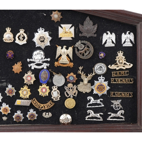 1284 - A collection of military interest cap badges, various regiments, including Egypt, Waterloo, Shropshi... 