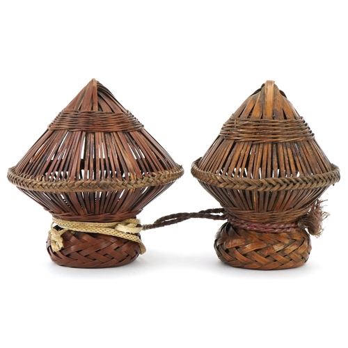 47 - Two 19th century wicker cricket cages, the largest 10cm high.