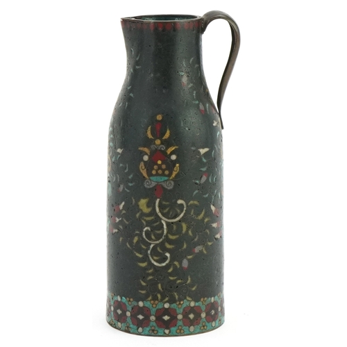 62 - A 19th century Chinese cloisonné jug, paper label to the base, 14cm high.